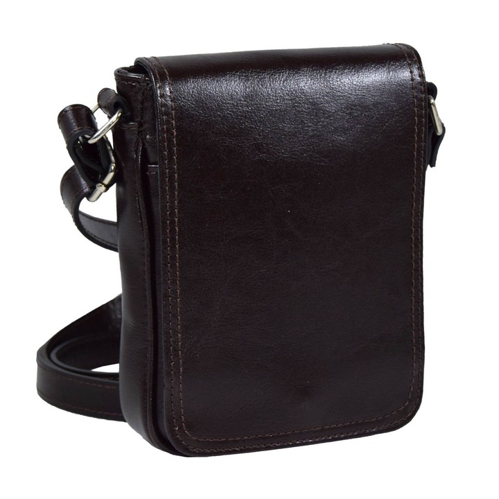 Sötétbarna finom bőr táska, MAGAZINULDEGENTI fedeles modell 044