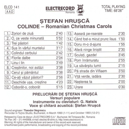 Stefan Hrusca Colinde Romanian Christmas Carols Cd Emag Ro