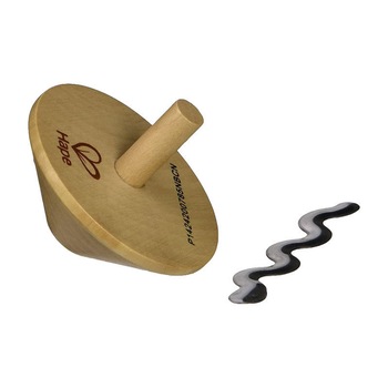 Jucarie interactiva, Hape, Titirez cu sarpe din lemn de artar, coloare natur Jucarie interactiva, Hape, Titirez cu sarpe din lemn de artar, coloare natur
