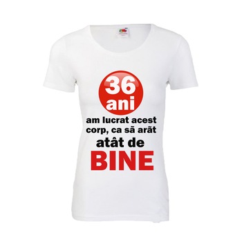 Tricou personalizat Fruit of the loom dama 36 ani alb L Tricou personalizat Fruit of the loom dama 36 ani alb L