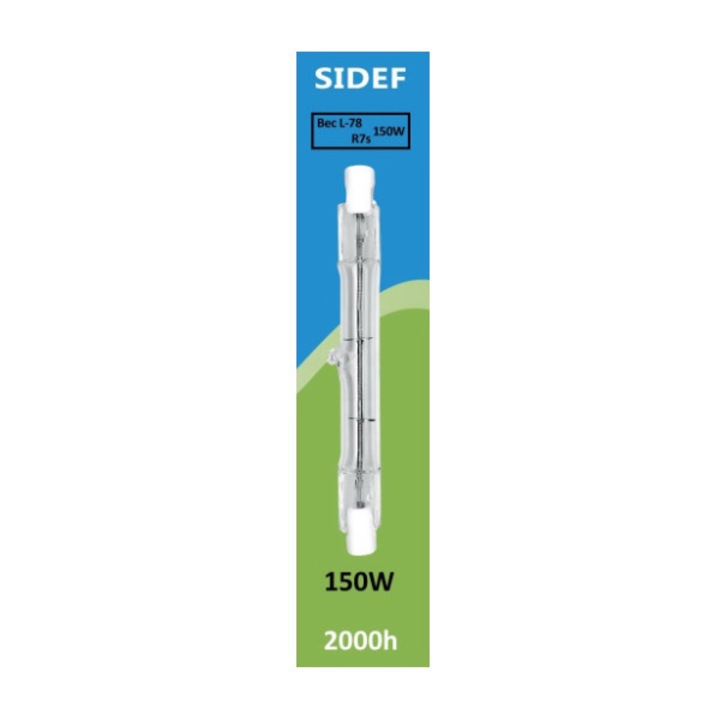 Bec halogen liniar Sidef, 150W, Autonomie 2000 ore, Lungime 78mm