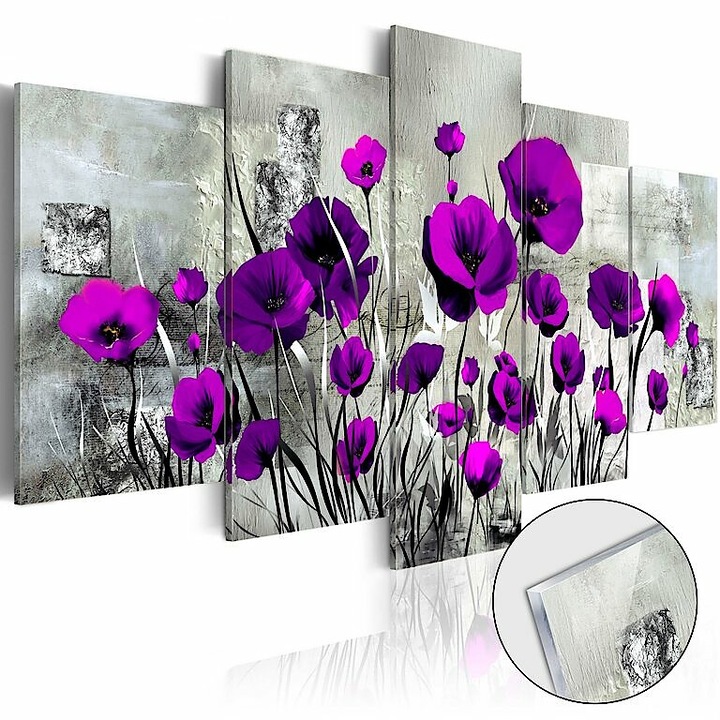 Akrilüveg kép - Meadow: Purple Poppies [Glass] 200x100
