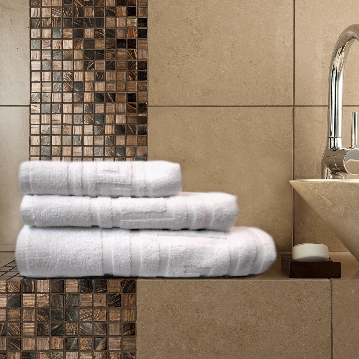 Set 4 prosoape Kotonia Home Horeca, 100% bumbac, Alb