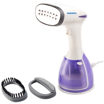 Aparat de calcat vertical cu abur Daewoo DGS1500P, 1500 W, 280 ml, Abur 60 gr/min, Alb/Mov Aparat de calcat vertical cu abur Daewoo DGS1500P, 1500 W, 280 ml, Abur 60 gr/min, Alb/Mov