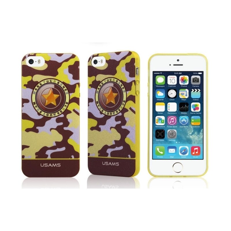 Husa iPhone 5 / 5S Usams Camo Series, Galben