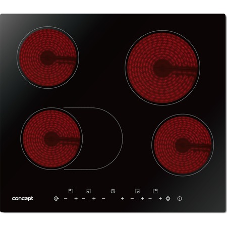 Plita incorporabila Vitroceramica Concept SDV3460N, 4 zone de gatit, Touch control, 60 cm, Negru