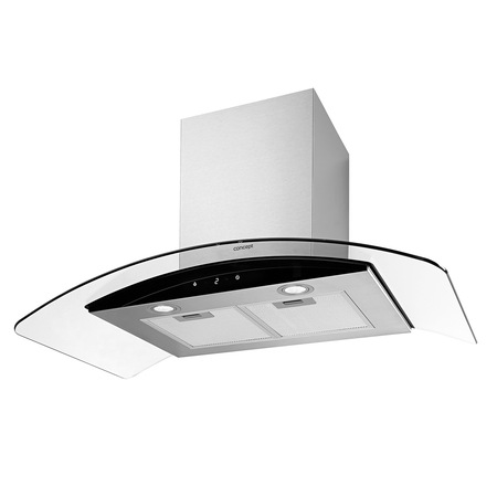 Hota decorativa semineu Concept OKP2690, Putere de absorbtie 631m3/h, 90 cm, Inox/Sticla