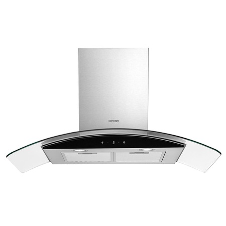 Hota decorativa semineu Concept OKP2690, Putere de absorbtie 631m3/h, 90 cm, Inox/Sticla