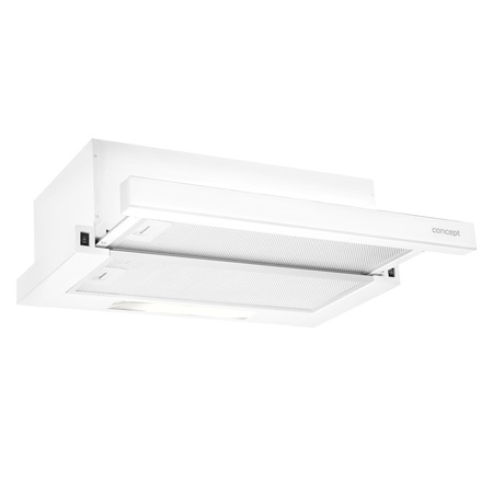 Hota incorporabila telescopica Concept OPV3560WH, Putere absorbtie 300m3/h, 1 motor, 60 cm, Sticla alba