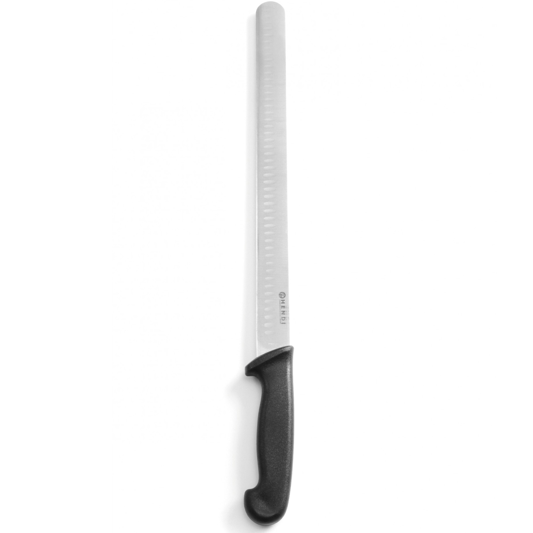 Cutit sunca/somon certificat igiena HACPP, Hendi, lama inox 35 cm, lungime cutit 49 cm, maner negru