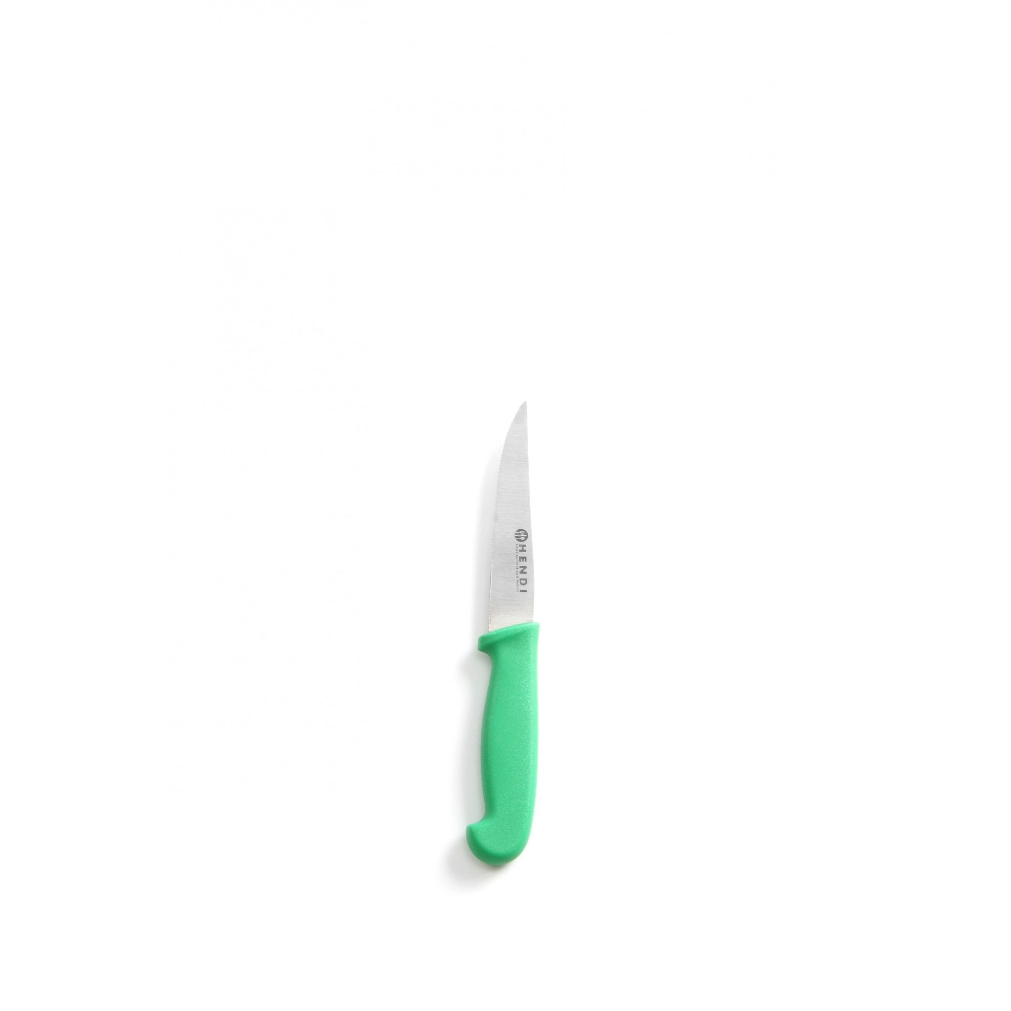 Cutit universal, lama inox zimtata de 10 cm, lungime cutit 20.5 cm, maner verde, Hendi, respecta normele de igiena HACCP