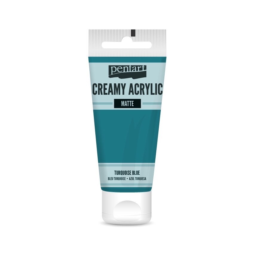 Vopsea acrilica cremoasa mata Pentart - albastru turcoaz, 60 ml