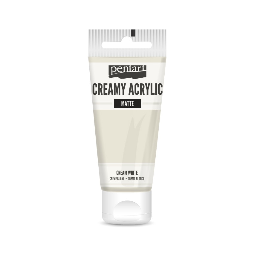 Vopsea acrilica cremoasa mata Pentart - alb crem, 60 ml