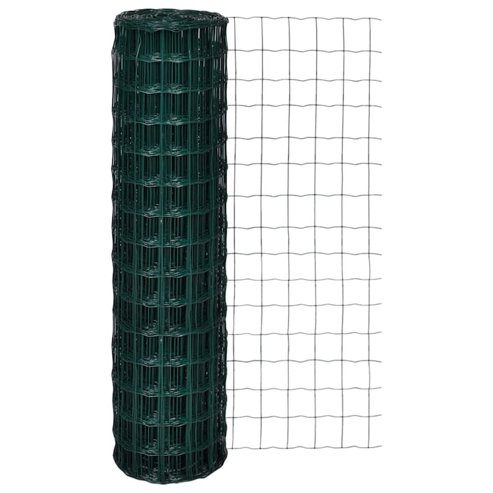 Оградна мрежа, стомана, 25 x 1,5 м, зелена 140581