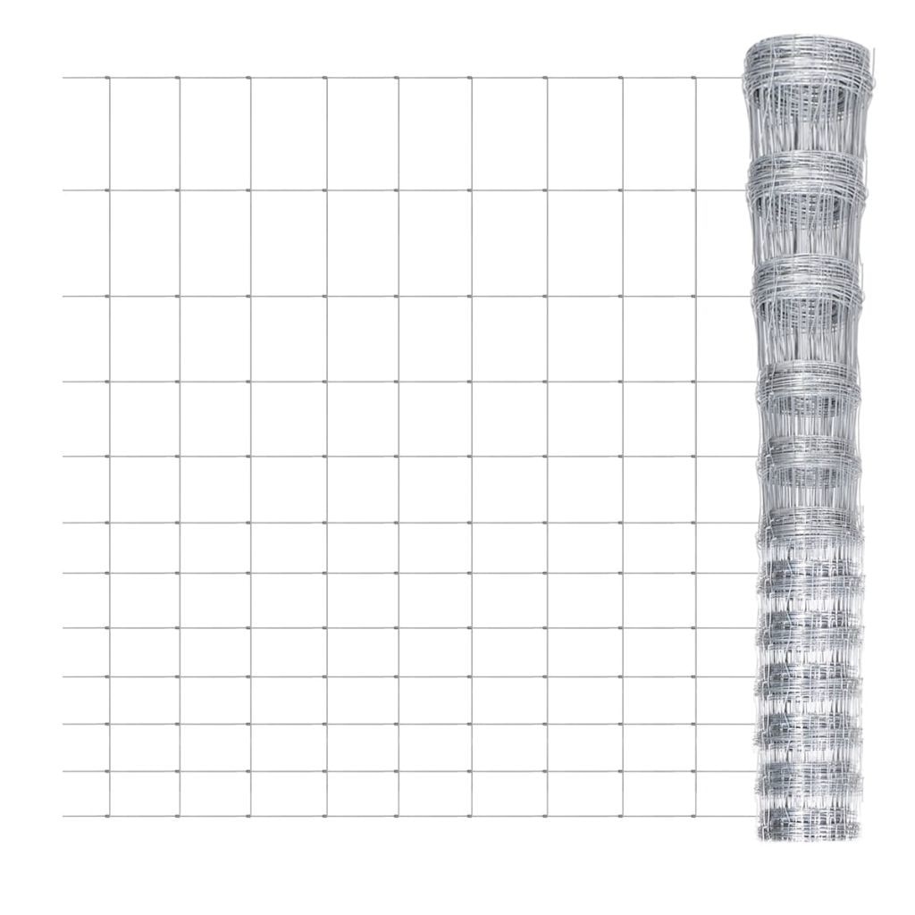 Plasa de gard galvanizata de 50 m, vidaXL, Argintiu, 150 x 12 x 15 cm