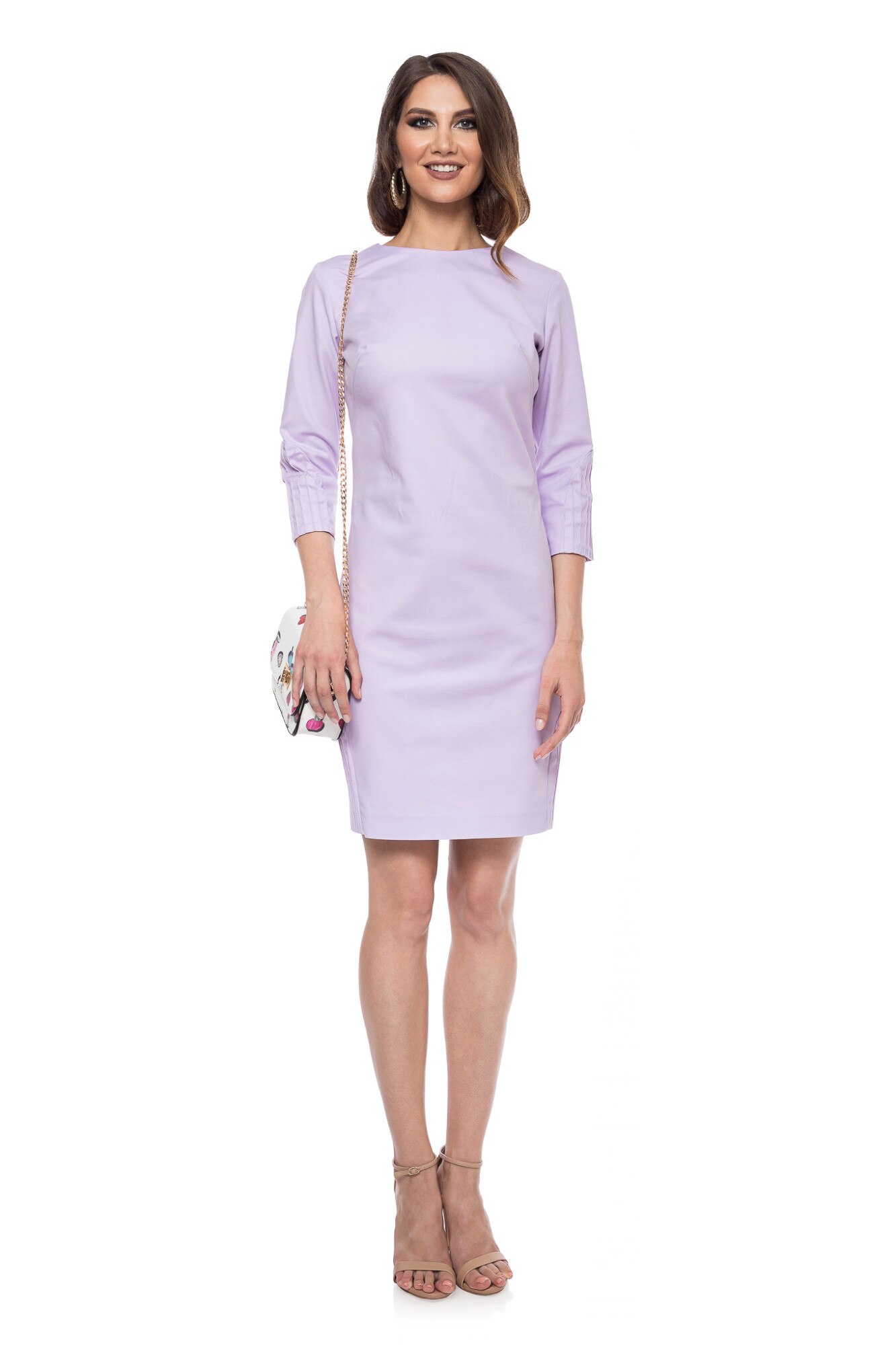 Rochie cu detalii discrete pe laterale, Valentina Filip, lila, marimea 38 EU