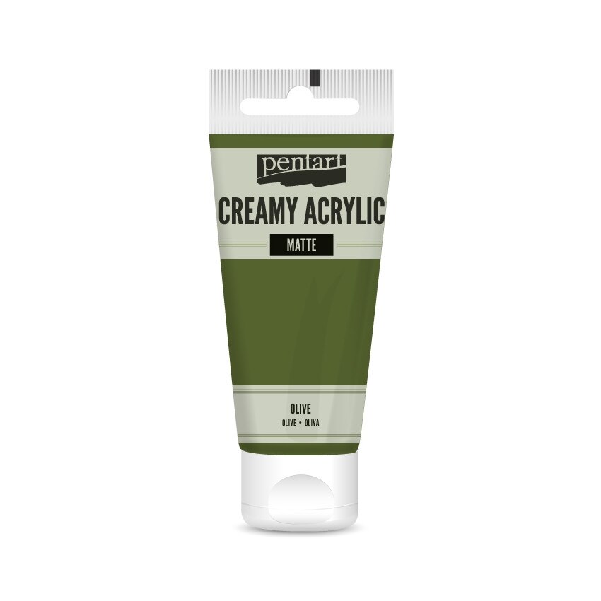Vopsea acrilica cremoasa mata Pentart - verde oliv, 60 ml