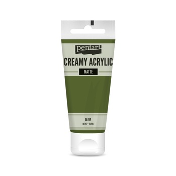 Vopsea acrilica cremoasa mata Pentart - verde oliv, 60 ml Vopsea acrilica cremoasa mata Pentart - verde oliv, 60 ml