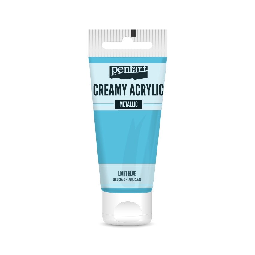 Vopsea acrilica cremoasa metalizata Pentart - albastru deschis, 60 ml