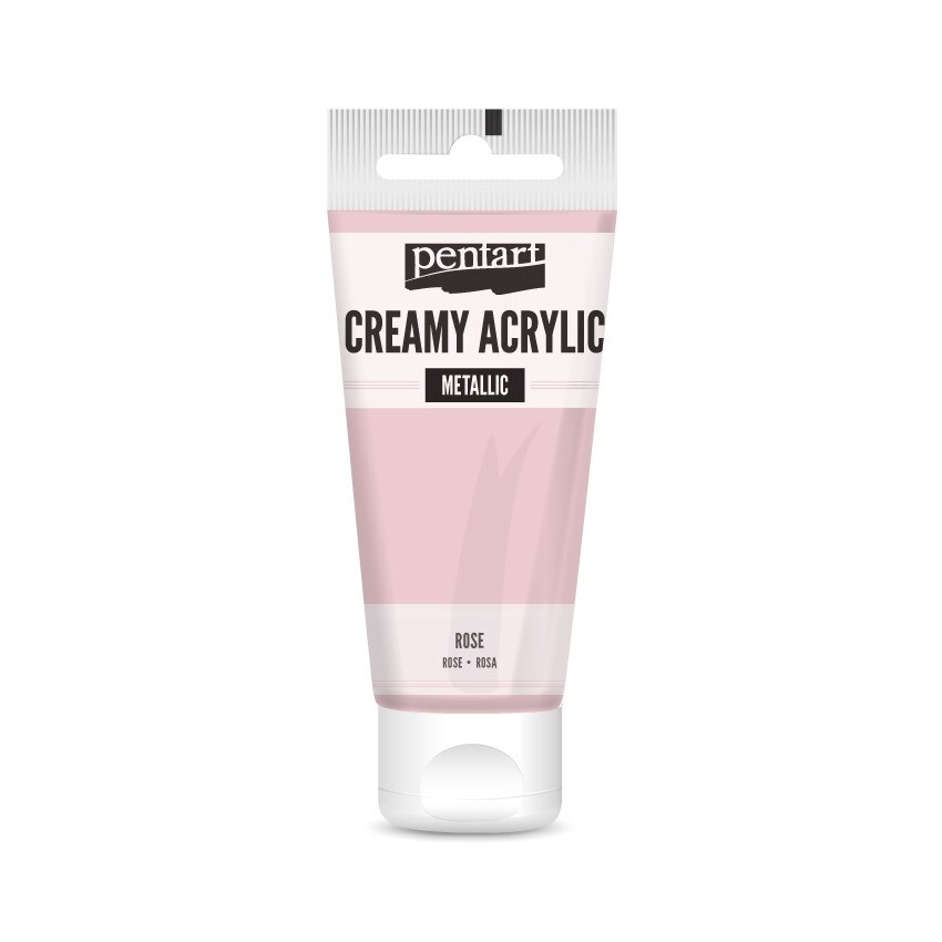 Vopsea acrilica cremoasa metalizata Pentart - roz, 60 ml