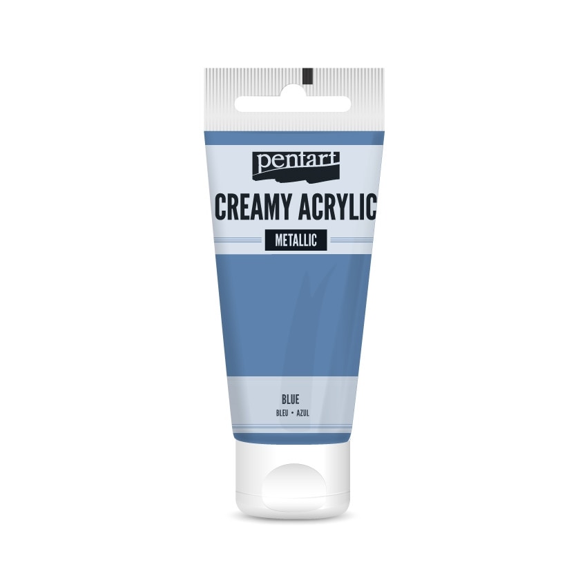 Vopsea acrilica cremoasa metalizata Pentart - albastru, 60 ml