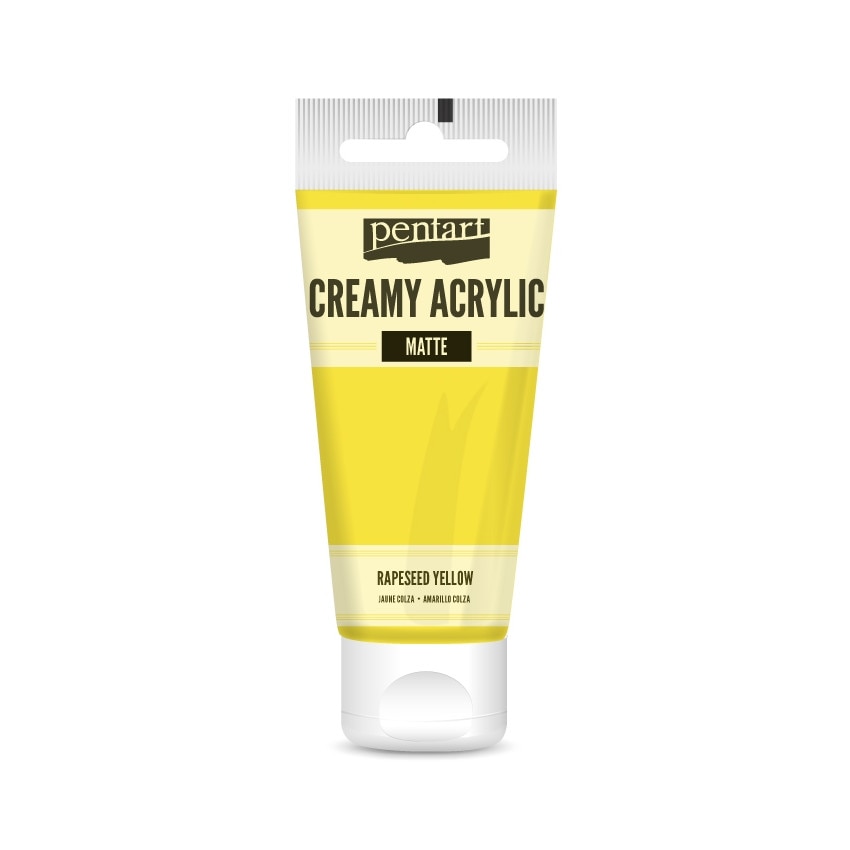Vopsea acrilica cremoasa mata Pentart - galben rapita, 60 ml