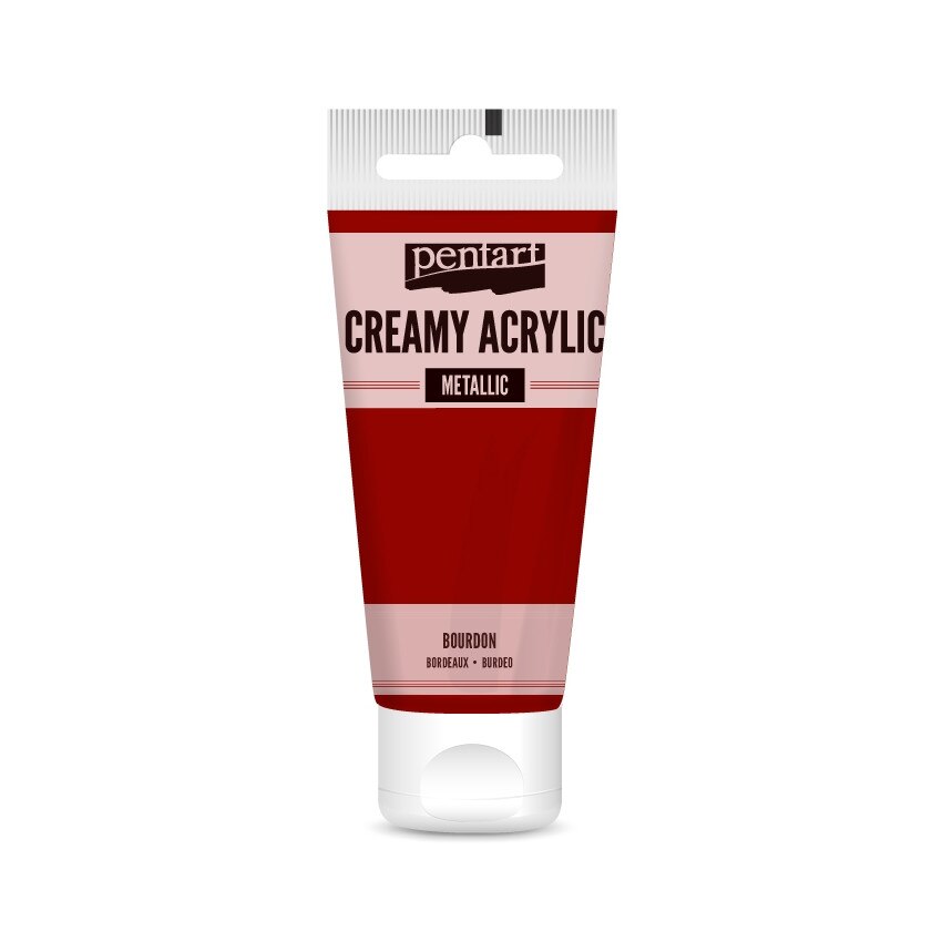 Vopsea acrilica cremoasa metalizata Pentart - bordo, 60 ml