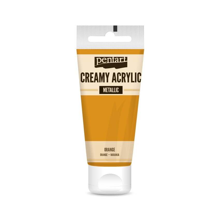 Vopsea acrilica cremoasa metalizata Pentart - portocaliu, 60 ml