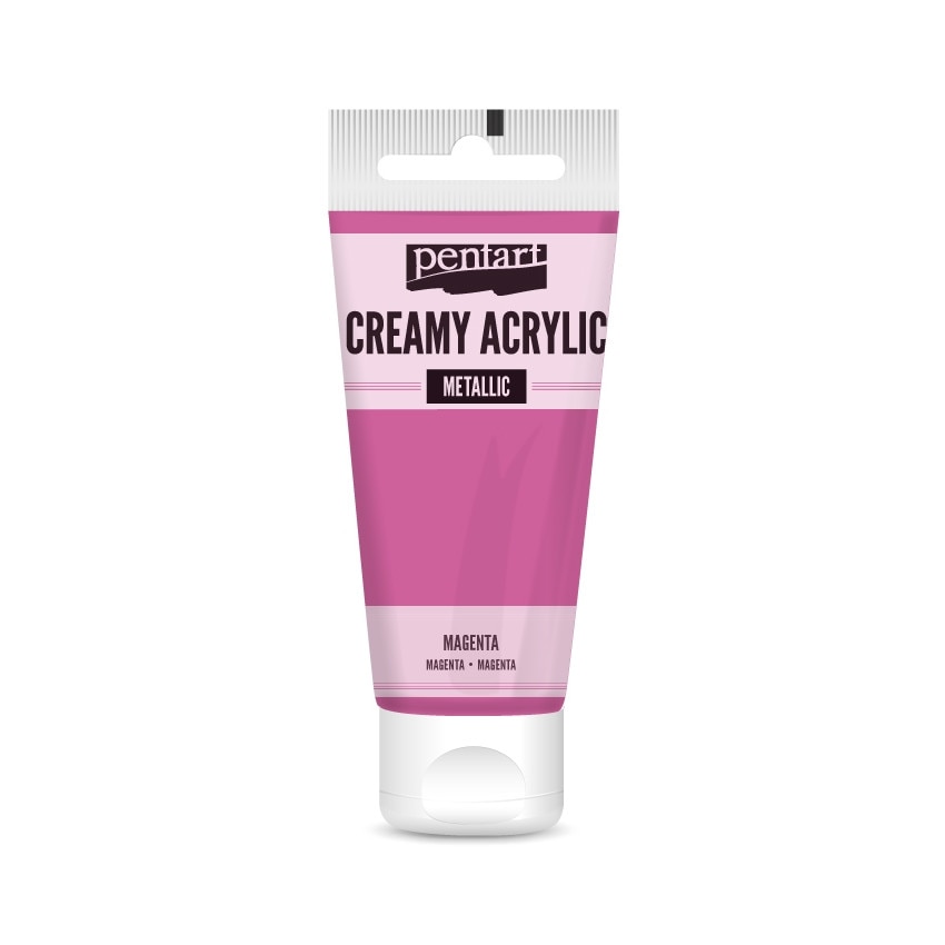 Vopsea acrilica cremoasa metalizata Pentart - magenta, 60 ml
