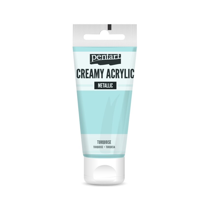 Vopsea acrilica cremoasa metalizata Pentart - turcoaz, 60 ml