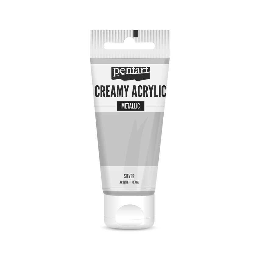 Vopsea acrilica cremoasa metalizata Pentart - argint, 60 ml