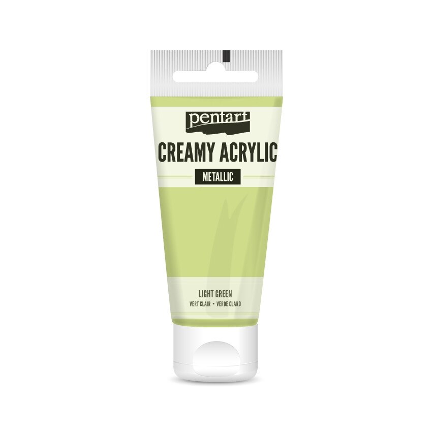 Vopsea acrilica cremoasa metalizata Pentart - verde deschis, 60 ml