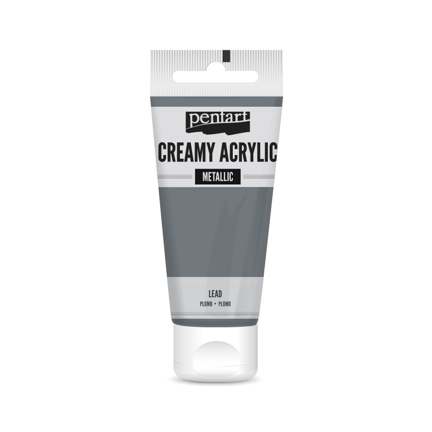 Vopsea acrilica cremoasa metalizata Pentart - plumb, 60 ml