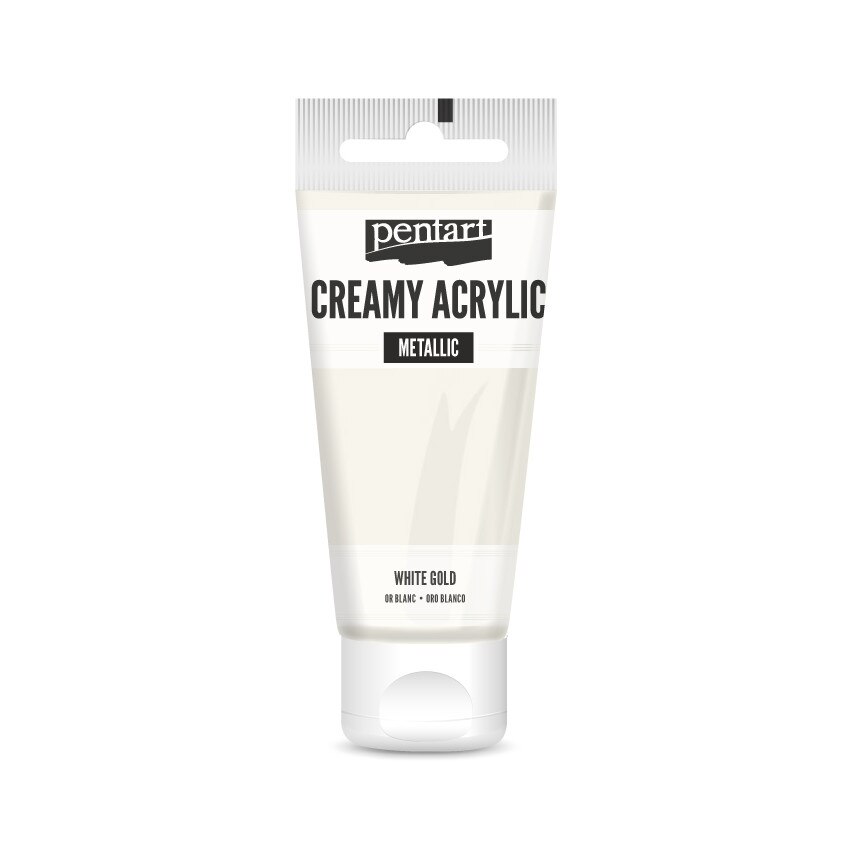 Vopsea acrilica cremoasa metalizata Pentart - aur alb, 60 ml