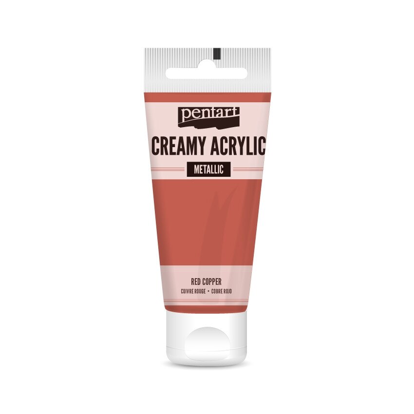 Vopsea acrilica cremoasa metalizata Pentart - cupru rosu, 60 ml