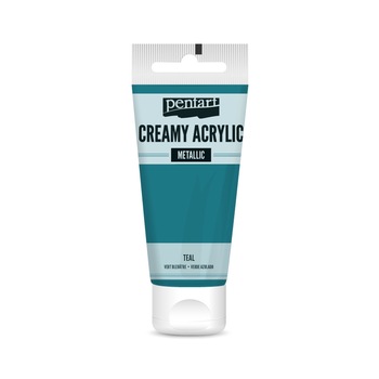 Vopsea acrilica cremoasa metalizata Pentart - albastru verzui, 60 ml Vopsea acrilica cremoasa metalizata Pentart - albastru verzui, 60 ml