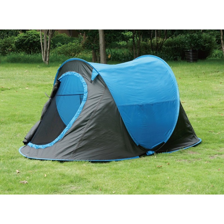 Cort camping ideal pentru 2 persoane, tip Pop-up, poliester, 220 x 120 x 95 cm, 3 anotimpuri