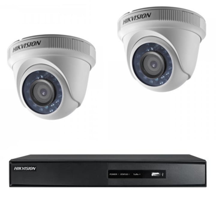 Kit profesional 8 camere exterior 5MP, IR 80m, Hikvision + DVR 16 canale 5MP HikVision + Surse + Cablu + Mufe