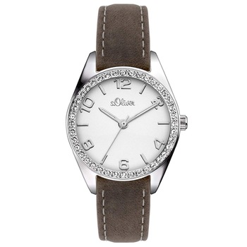 Ceas de dama s.Oliver Silver/Brown/Crystals SO-3372-LQ Ceas de dama s.Oliver Silver/Brown/Crystals SO-3372-LQ