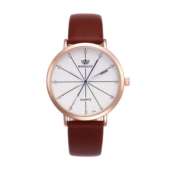 Ceas de dama elegant RINNADY, curea piele maro, CS727 Ceas de dama elegant RINNADY, curea piele maro, CS727