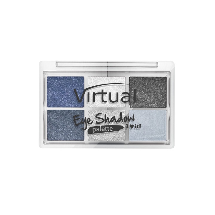 Paleta fard de pleoape 6 culori Virtual 024 Blue Cocktail