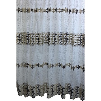 Perdea alba cu broderie maro 1000x245cm cu rejansa by Liz Line - RD2910 Perdea alba cu broderie maro 1000x245cm cu rejansa by Liz Line - RD2910