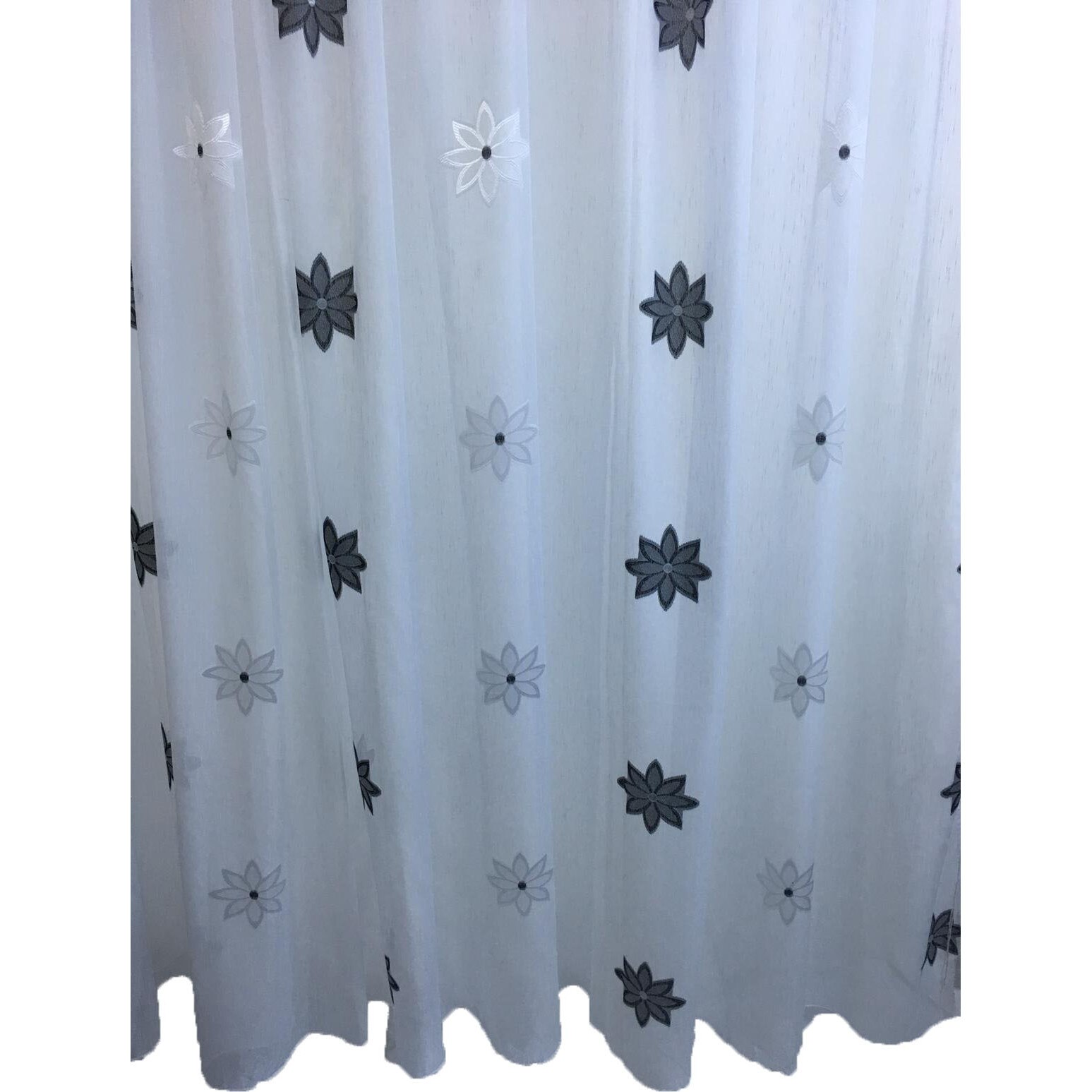 Perdea alba cu broderie neagra 700x245cm cu rejansa by Liz Line - RD317