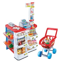 Set de joaca Supermarket copii, cu accesorii diferite si scanere electronice + cos de alimente, ATS