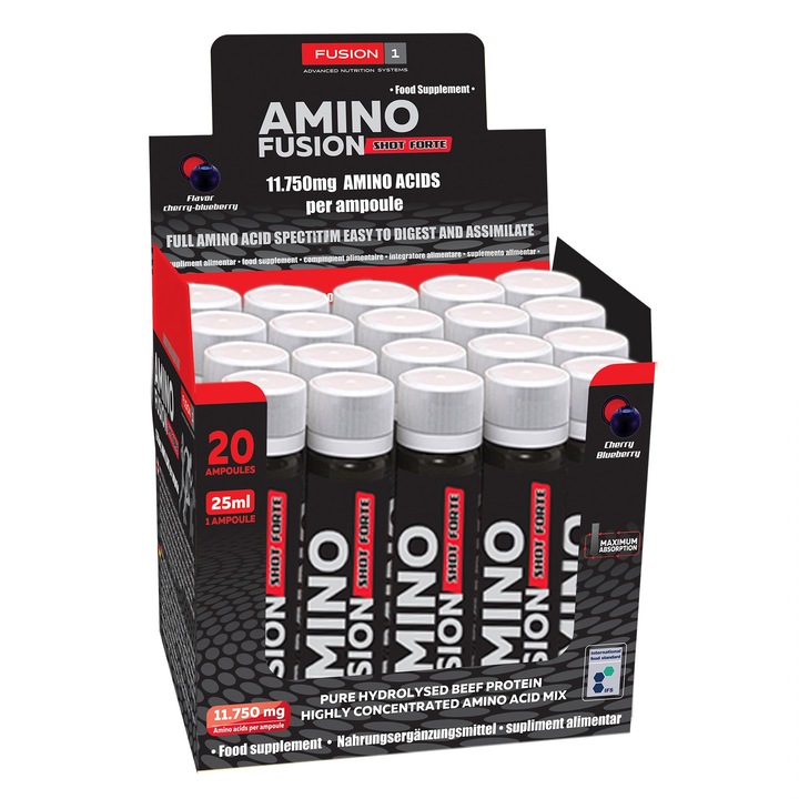 Amino Lichid, Fusion 1, 20 flacoane x 25 ml, cirese-afine