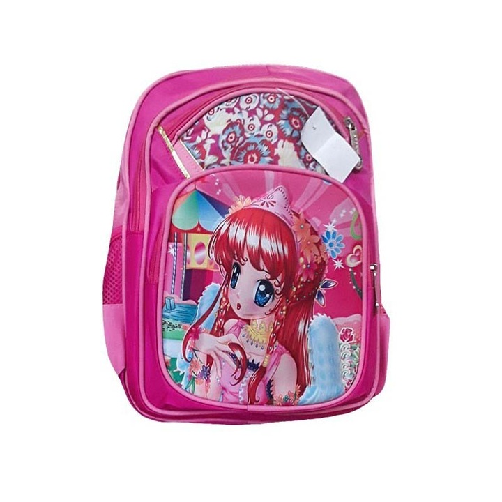 Ghiozdan, pentru scoala, clasele I - II, 3D, 4 compartimente, roz, personaj desene animate, BTC690