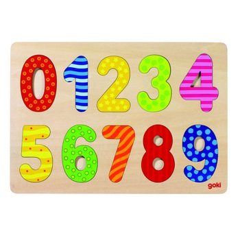 Puzzle cifre 0-9,lemn, multicolor Puzzle cifre 0-9,lemn, multicolor