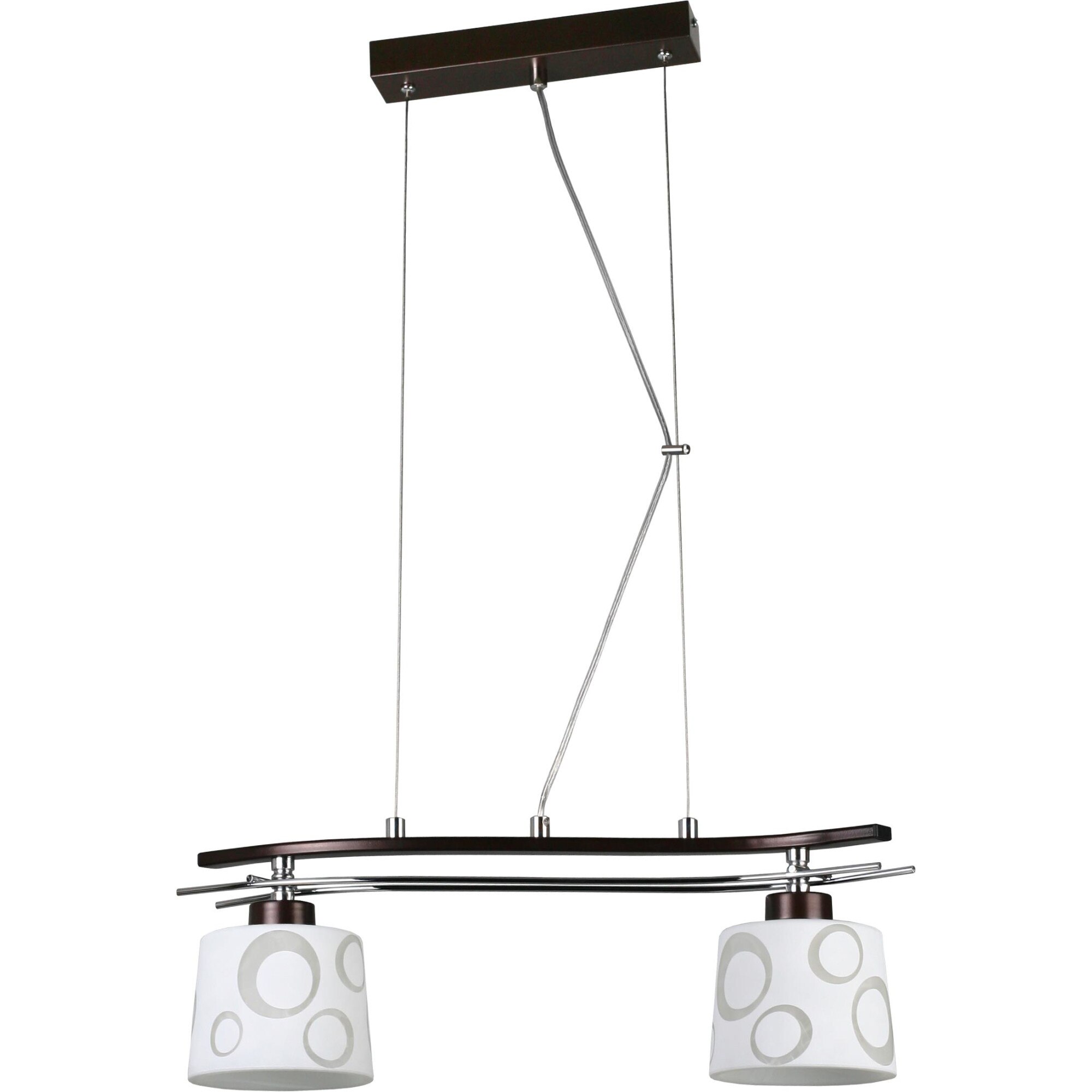 Pendul Lampex Alicante 2 din metal si sticla, Maro/Alb