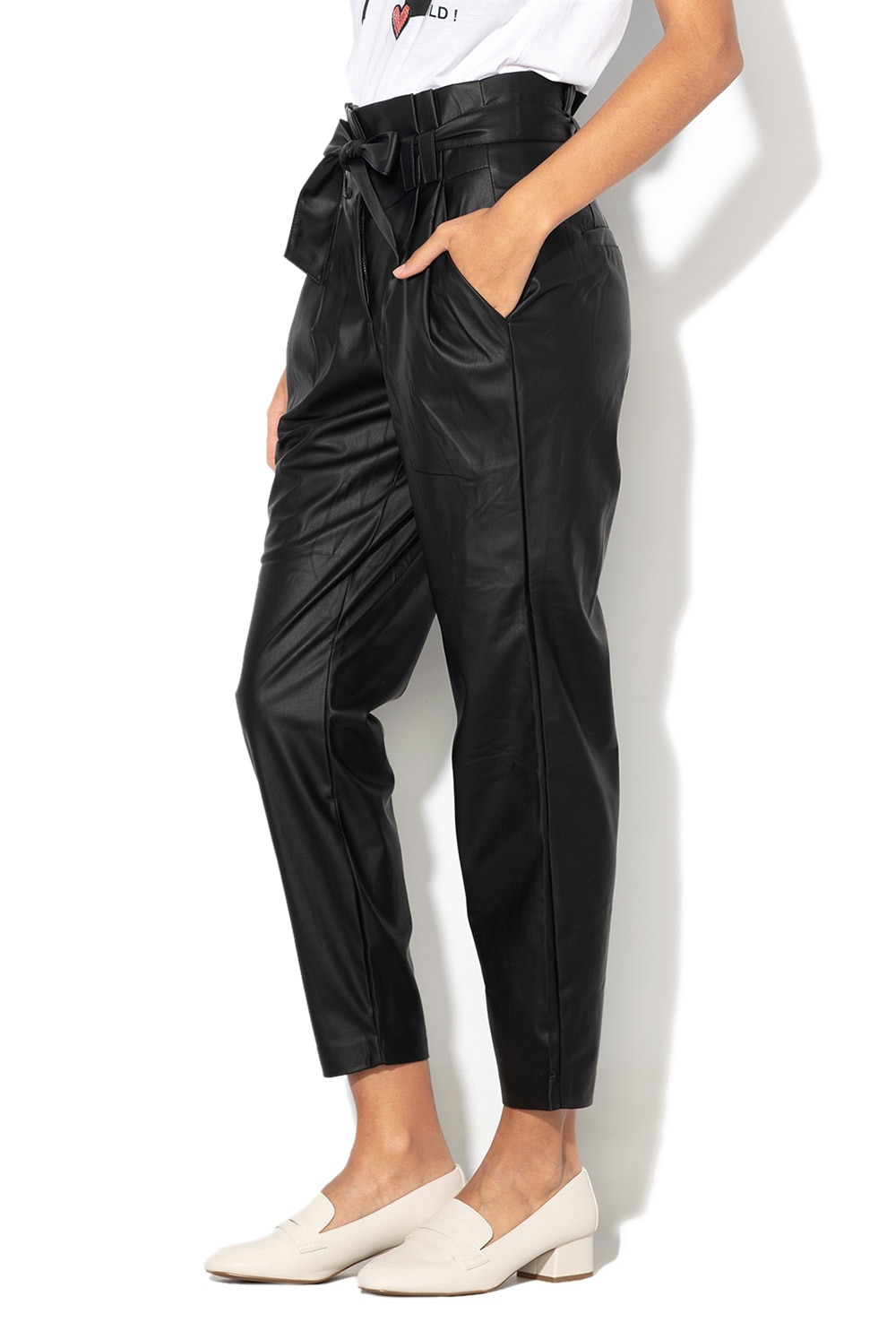 Pantaloni Piele Ecologica Cu Talie Inalta P 691