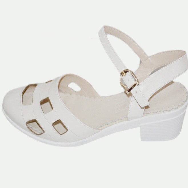 Sandale trendy cu perforat in fata, D&J Exclusive, Alb